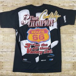 Vintage Darrell Waltrip Shirt Mens L Black Route 66 Graphic Print Racing