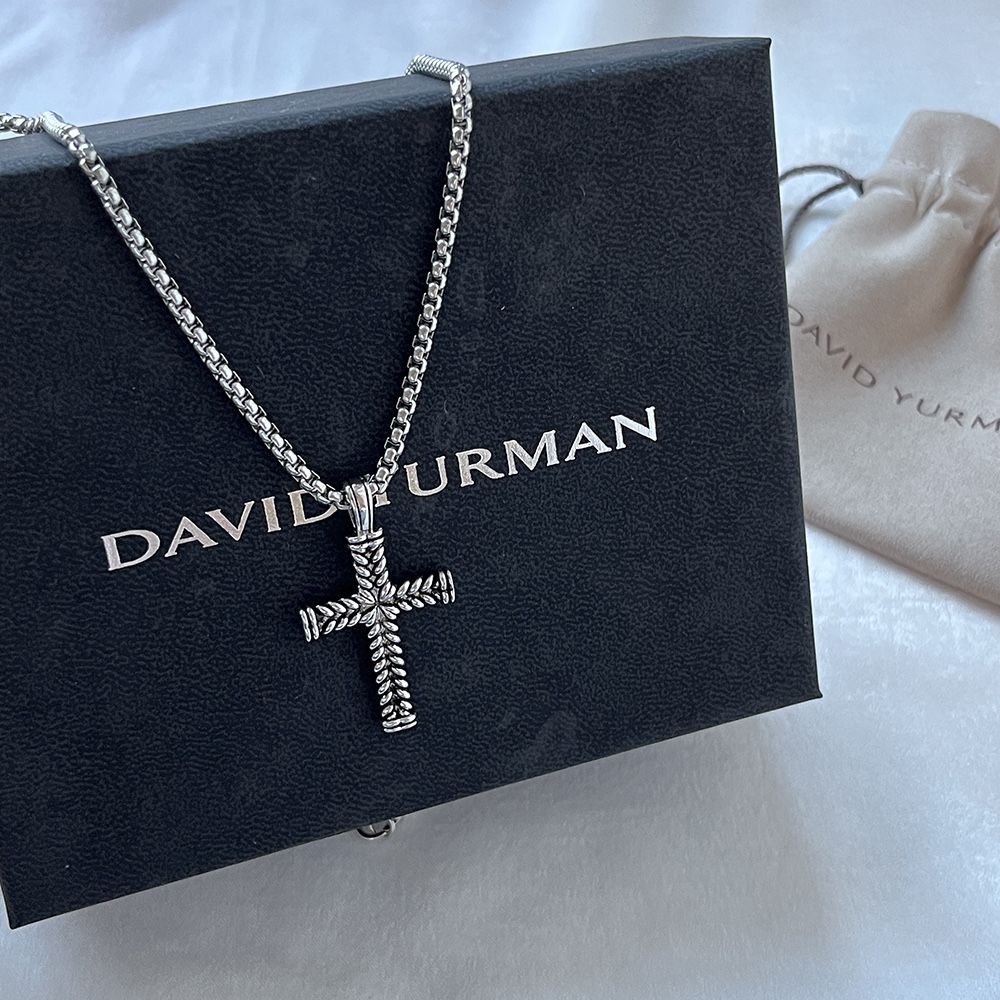 Black Sterling Silver Cross Necklace