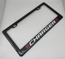BRAND NEW DODGE CHARGER 100% Real Carbon Fiber License Plate Frame Tag Cover Original 3K
