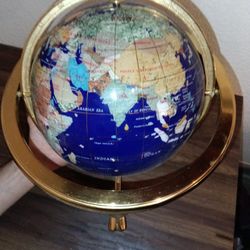 Vintage Stone and Shell-Inlaid Globe