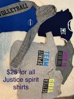 Girls athletic spirit tops size 10-12 Justice for girls