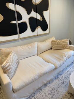 Brynn Feather Filled Sofa Ivory Couch - World Market