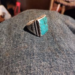 Mens Turquoise And Sterling Silver Ring