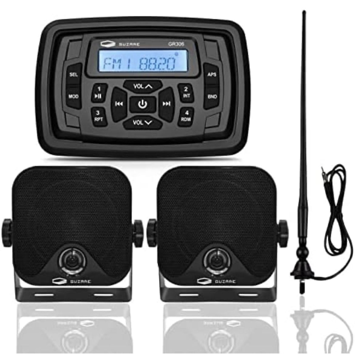 Boats Marine Radio Bluetooth and Speakers Audio System Package - Waterproof Marine