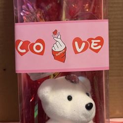 Valentines Rose And Bear lighted 