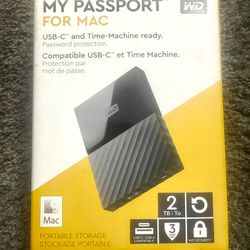 MOVING OUT SALE • WD My Passport FOR MAC 2TB External Hard Drive 