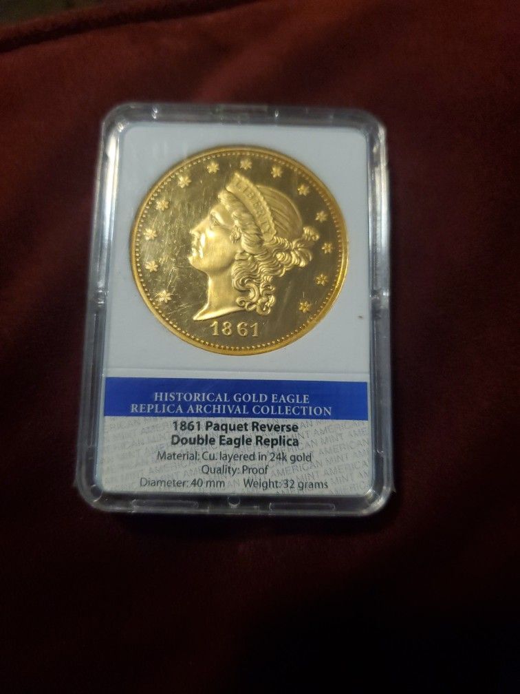1861 Liberty Head Double Eagle gold coin.