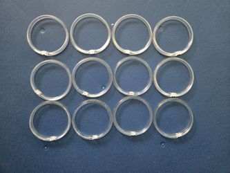 Durable Plastic Shower Rings Curtain Liner Hooks | Clear Glossy Finish | 12-Pack