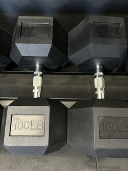 Hex Rubber Dumbbell Pair 100 lb🔥 Vesta Fitness