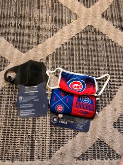 2 Pack Official MLB Chicago Cubs Face Masks Plus 1 Black Mask with a Filter All Brand New
