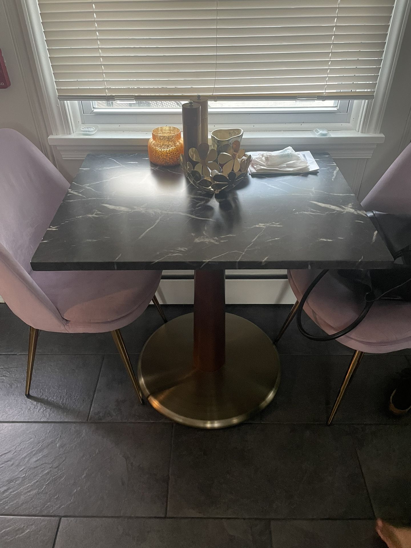 West Elm Faux Marble Dining Table