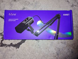 FIFINE XLR/USB Gaming Microphone Set, Dynamic PC Mic for Streaming Podcasting, Computer RGB Mic Kit with Boom Arm Stand, Mute Button, Headphones Jack,