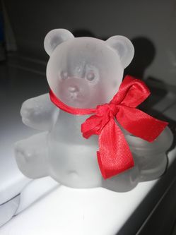 VTG frosted glass Bear candle holder