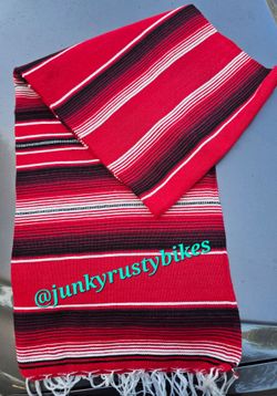 New red white black 5x7 Serape Sarape Zarape Mexican Blanket