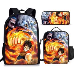 Anime Backpack Set Lightweight Laptop Backpack with Insulated Lunch Bag And Pencil Case for Boys Girls Travel Bag