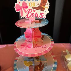 Boots & bows gender reveal decor