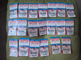 Lot of 20 Eagle Claw Salmon Leader Slip Tie Fishing Hooks