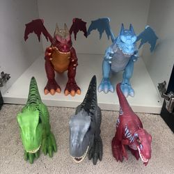 Set Of 5 Zuru Robo Alive Dinosaurs 