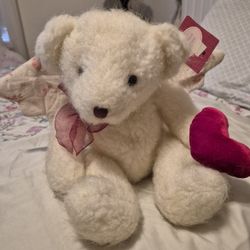 VINTAGE RUSS TEDDY BEAR WITH ANGEL WINGS AND HEART