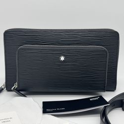 MONTBLANC BARK TREE MOTIV PRINT BLACK LEATHER MINI BAG NEW 100% GENUINE ~$1175