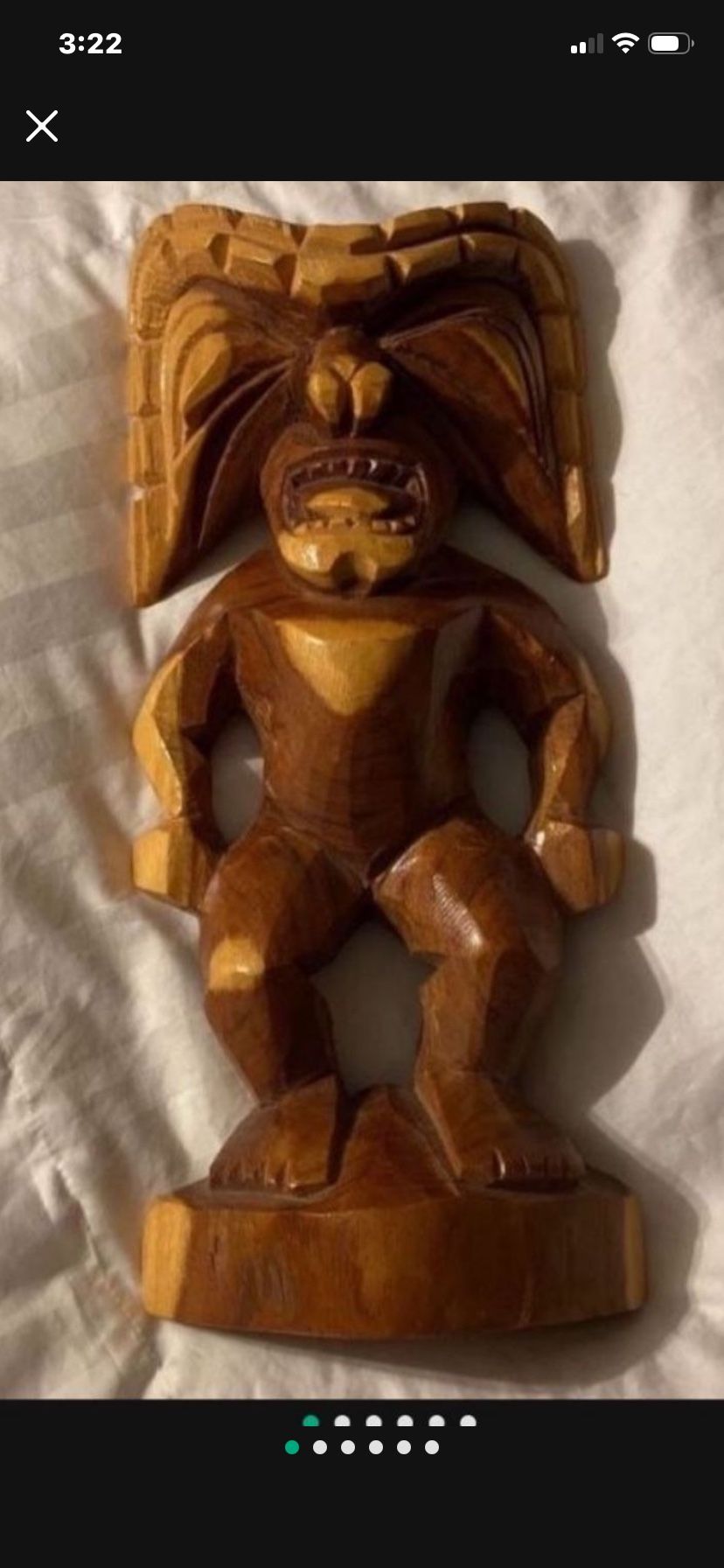 Rare Unique Hand Carved Hawaiian Artist Signed Tiki Doll Lahaina Maui 2014