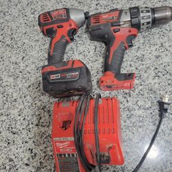 Milwaukee M18 1/2 in Hammer Drill & 1/4 Impact- 1- 4ah Battery & Charger