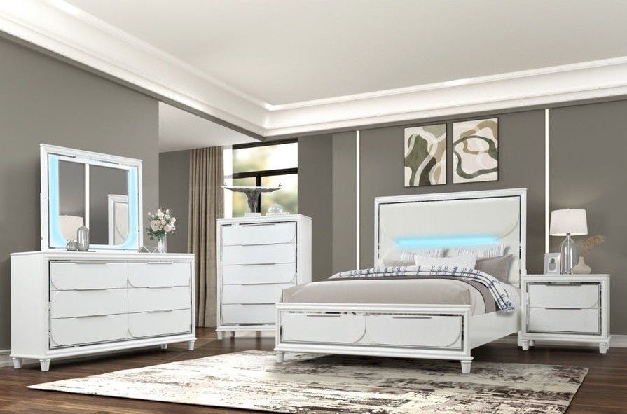 Brand New Elegant LED Queen Bedroom Set 