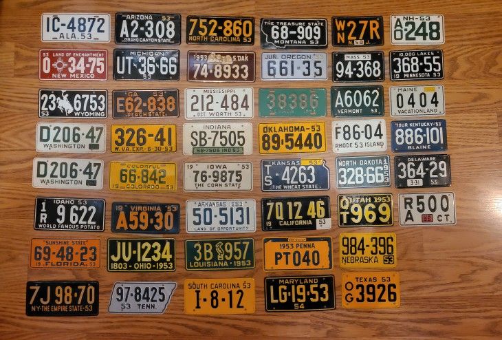 Vintage 1950's Mini License Plate Lot 45 pcs US States
