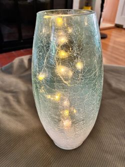 Crackle Glass Vase with LED Fairy Lights