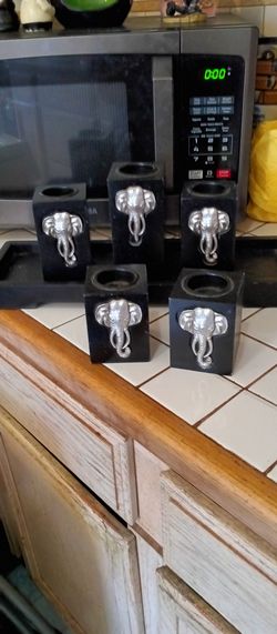 Wooden Elephant Candle Holders Plus 9" in Elephant FREE