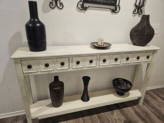 Entryway table and decor