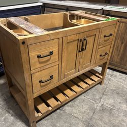 42” Solid Wood Bathroom Vanity Cabinet with Stone Countertop (No Top )