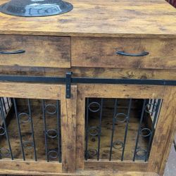 Brown Dog Cage Cabinet 