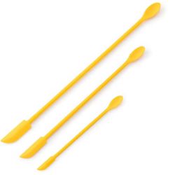 3Pcs Yellow Silicone Spatula Double-Headed Scraper & Spoon Set for Deep Bottles