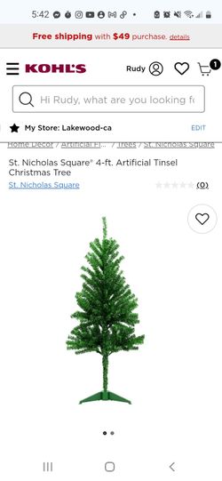 Christmas Tree 4ft tall St. Nicholas Square Tinsel Green artificial 48"x22"x22" - New
