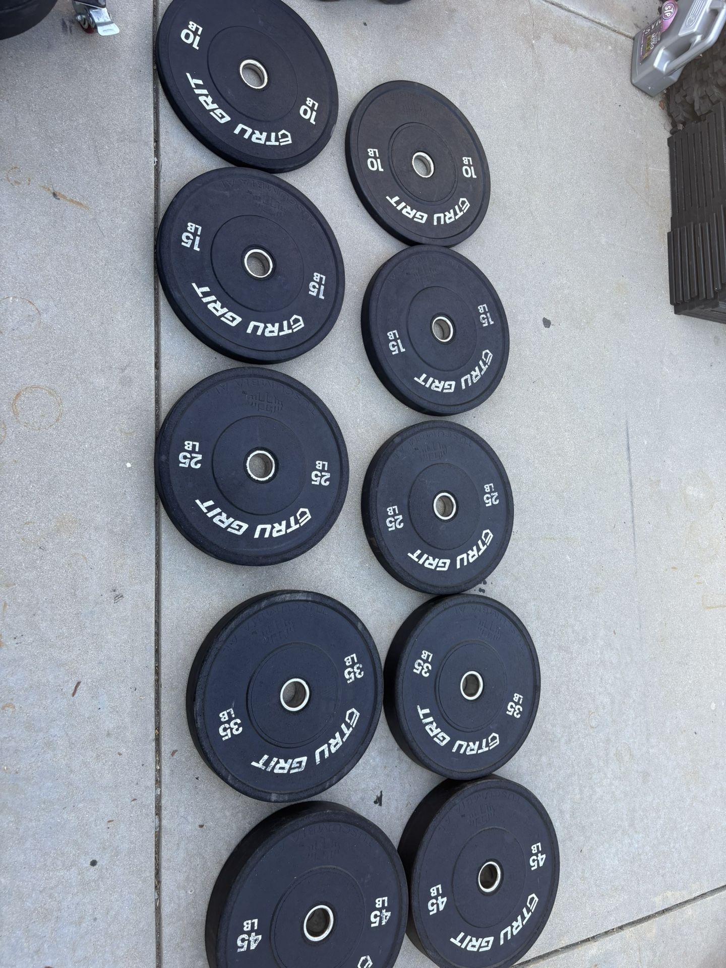 Tru Grit Olympic Bumper Plates In Good Condition