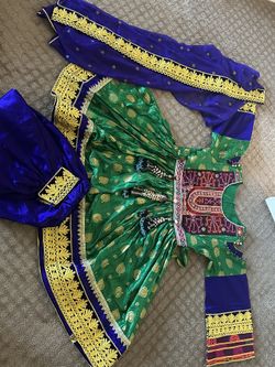 Green & Purple Afghani Dress 