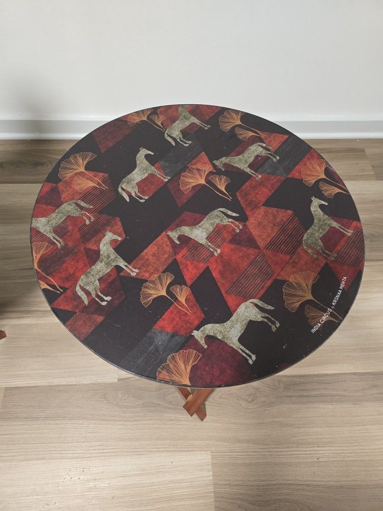 Round Side table With Indian Motif