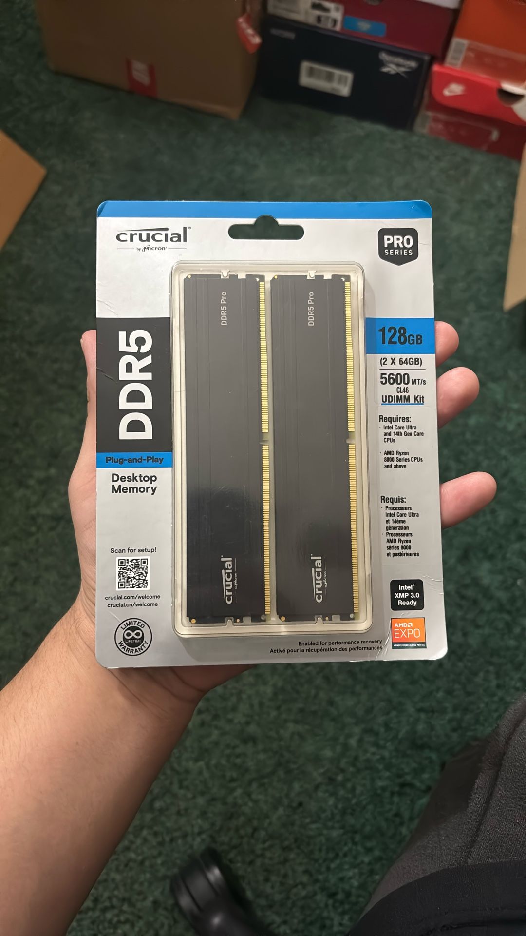 Crucial DDR5 Pro 128 GB (2x64 GB) 5600 MT/s CL46 UDIMM Kit