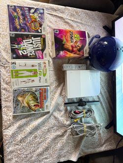 Nintendo Wii Console RVL-001 White Tested Working 5 Games Bowling Ball Bundle