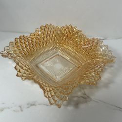 Vintage Indiana Glass Diamond Point Marigold Square Candy Dish