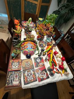 Mexican Talavera home decor and live plants