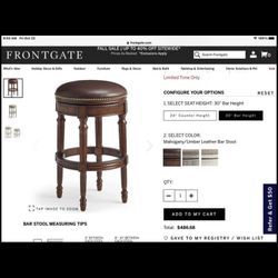 30” Frontgate  Bar Hight Stools. (4)