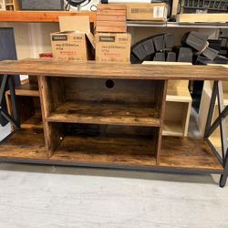 New TV Stand for 65 inch TV, Farmhouse TV Console Table with Power Outlets