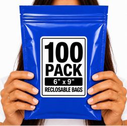 RECLOSABLE BLUE BAGS (100 PACK) 6" X 9" 2 MIL ZIPPER STORAGE BAGS NEW