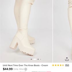 womans size 7 white thigh high platform boots