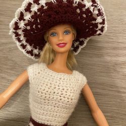 Barbie Doll Custom Made Dress And Hat