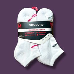Saucony Womens Legacy No-Show Running White Multicolor Socks - 10-Pack Sz 5-10
