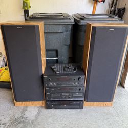 Sony Audio Set with Receiver, Cassette, CD Turntable, Speakers, Remote, Etc!  