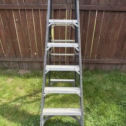 Husky 6 ft. Fiberglass Twin Step Ladder with 375 lbs. Load Capacity Type IAA Duty Rating